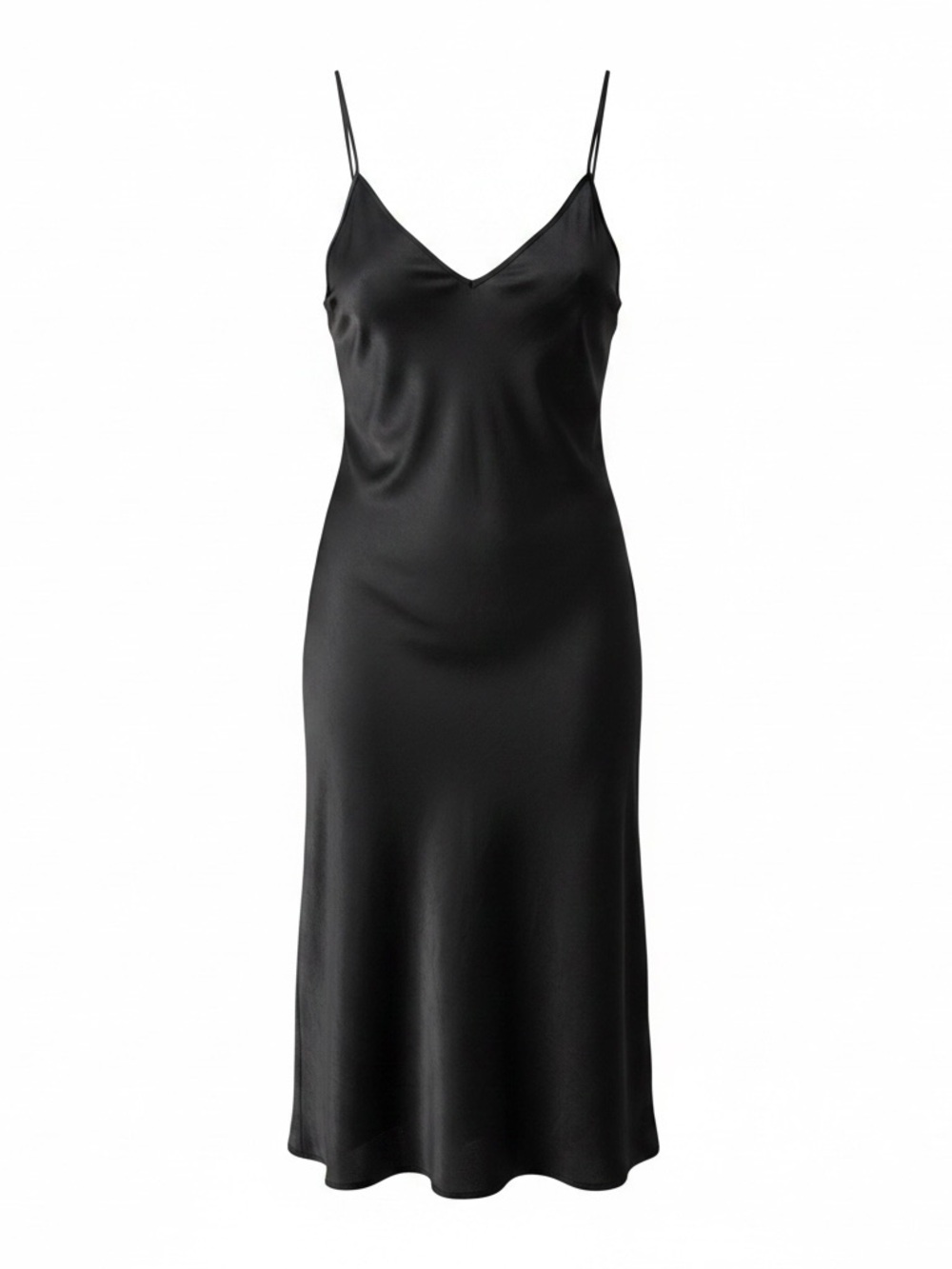 Target Black Slip Midi Dress with V-Neck and Spaghetti Straps